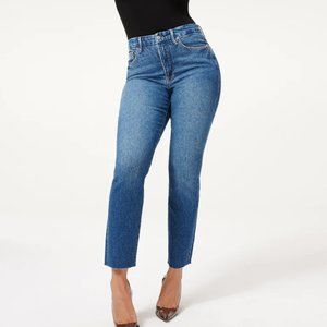 Good American Jeans Straight Leg Classic Raw Hem